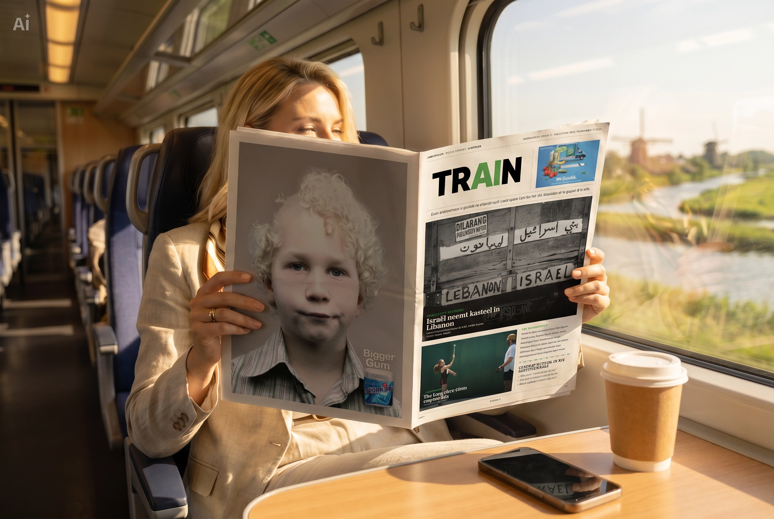 Vrouw leest Train in de trein